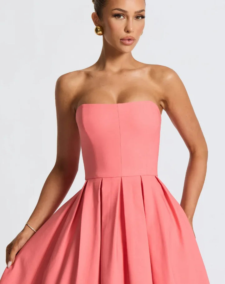 Strapless midi dress in A-line cut - Arya