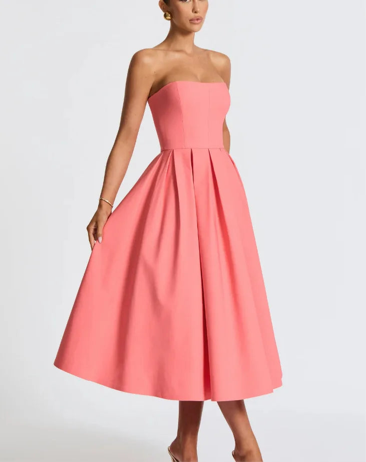 Strapless midi dress in A-line cut - Arya