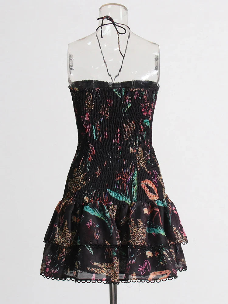 Strapless Mini Dress with Ruching and Ruffle - Diane