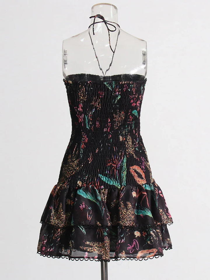 Strapless Mini Dress with Ruching and Ruffle - Diane