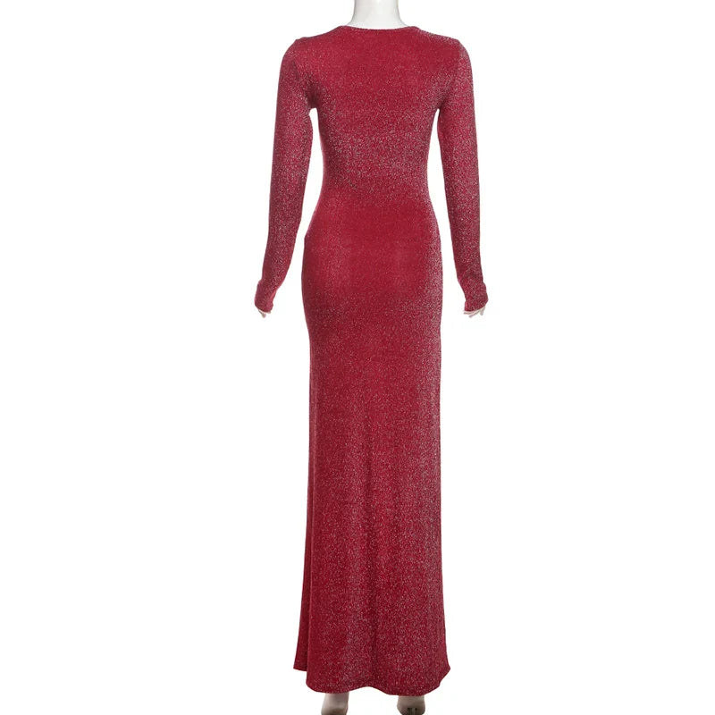 Sequin Maxi Dress with Deep Slit Design - Harlow