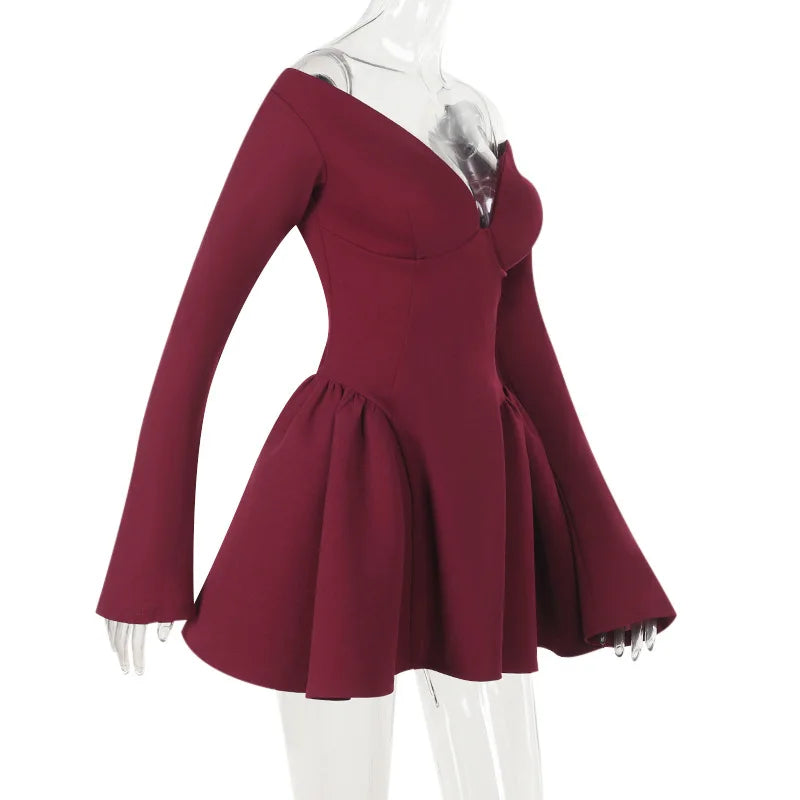 A-Line Mini Dress with Off-the-Shoulder Design - Bailey