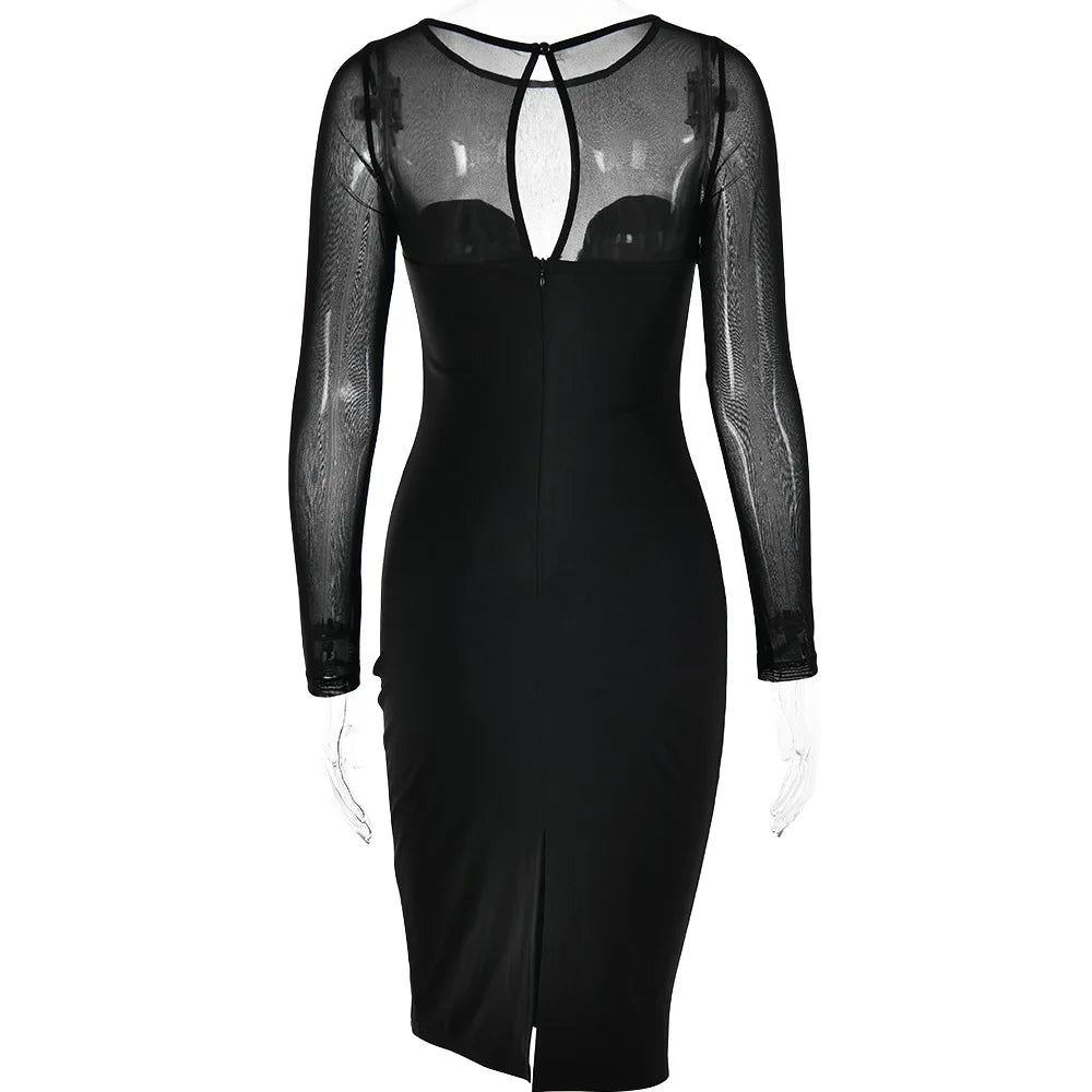 Midi Dress with Chiffon Detail - Tanir