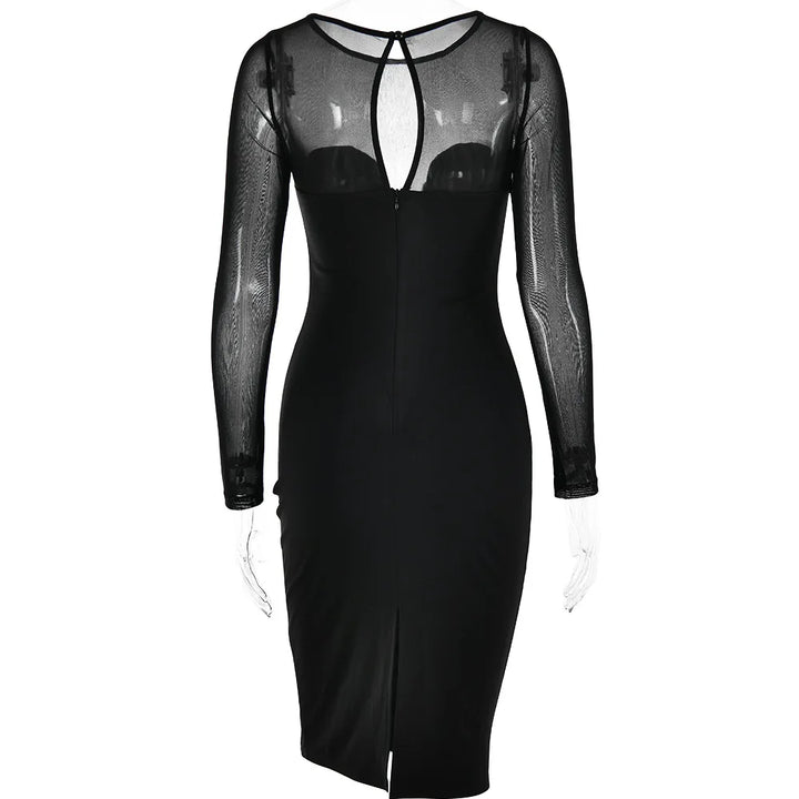 Midi Dress with Chiffon Detail - Tanir