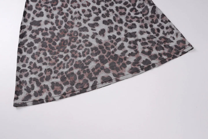 Leopard Chiffon Mini Dress with Opaque Hem - LEO