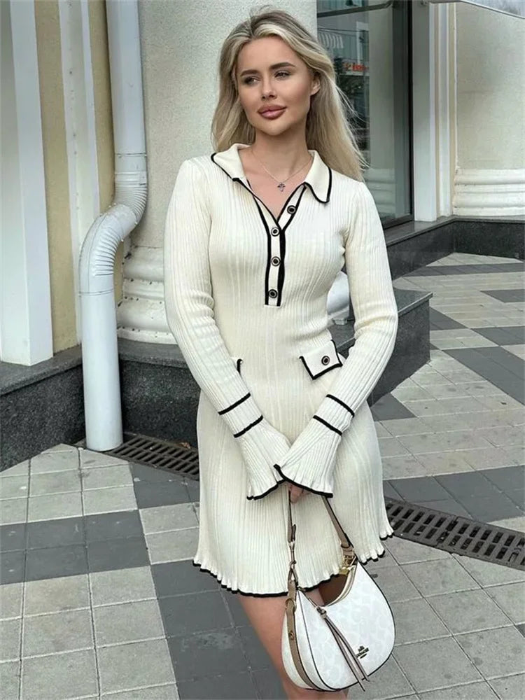 Knitted Maxi/Mini Dress with European Design - Marceline