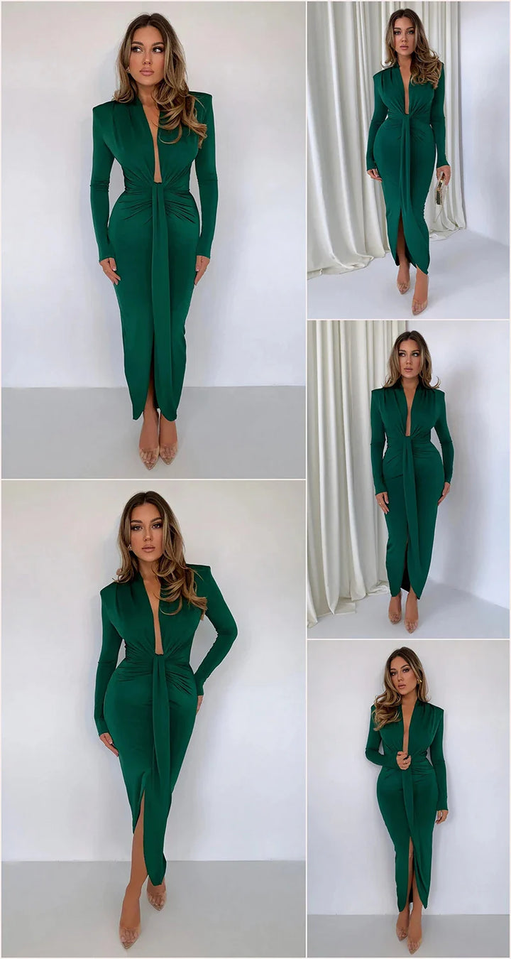 Shaping and flattering maxi dress with ruching design - Mi Ran