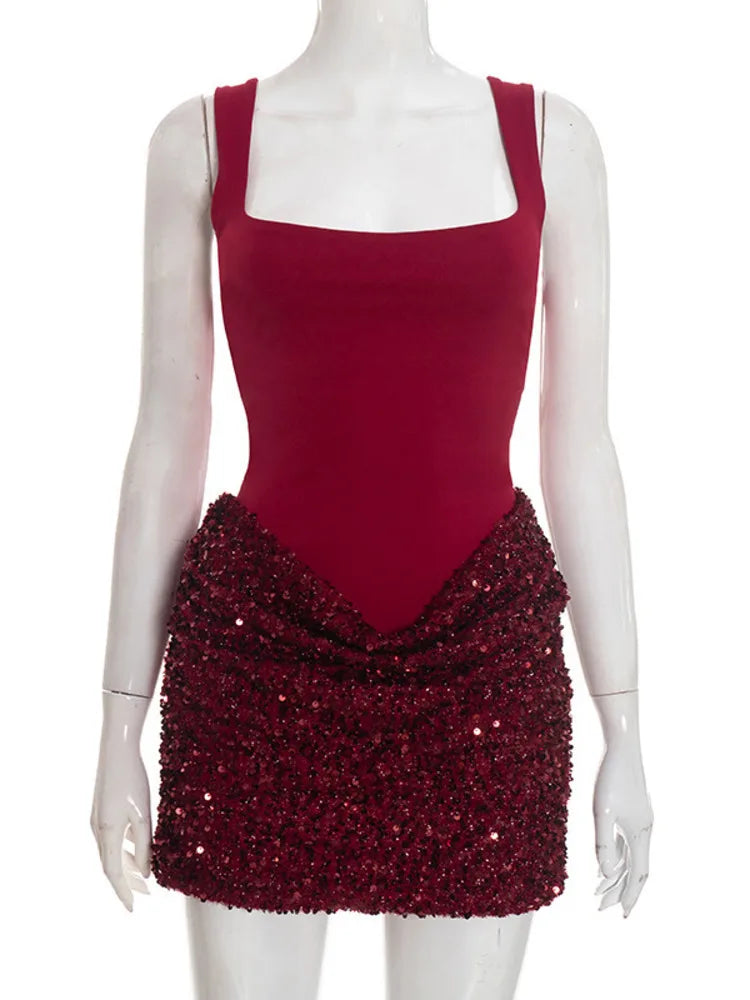 Mini Dress with Sequin Design - Rozan