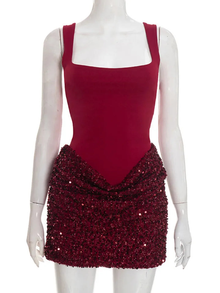 Mini Dress with Sequin Design - Rozan