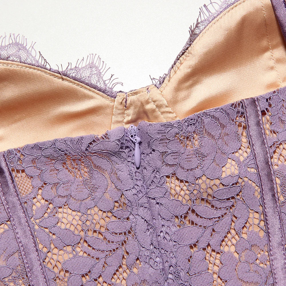 Lace mini dress with floral embroidery - Florencia