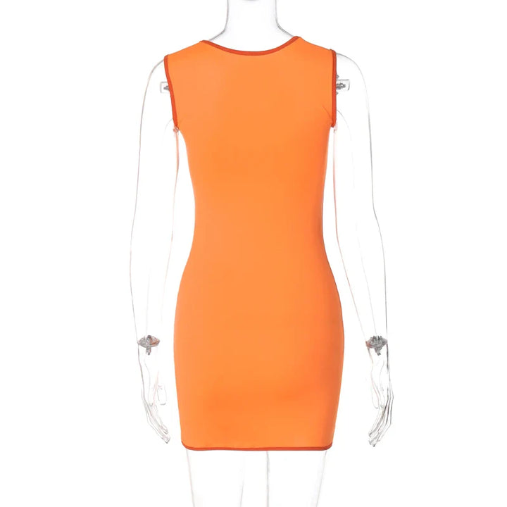 Fitted Mini Dress - Brick