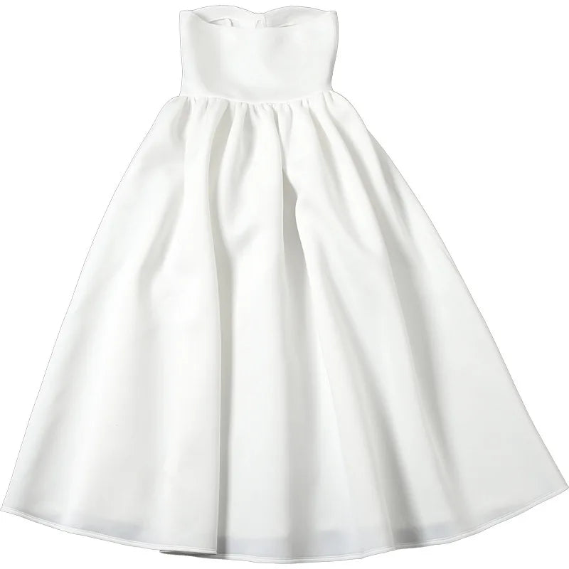 Strapless Midi Dress with A-Line and Elegant Design - Simone