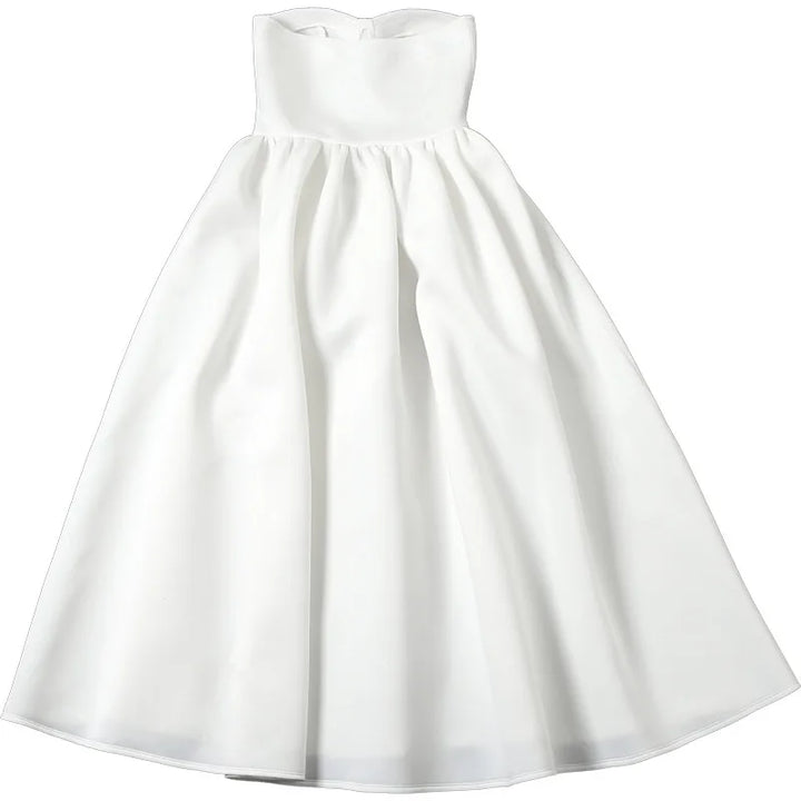 Strapless Midi Dress with A-Line and Elegant Design - Simone