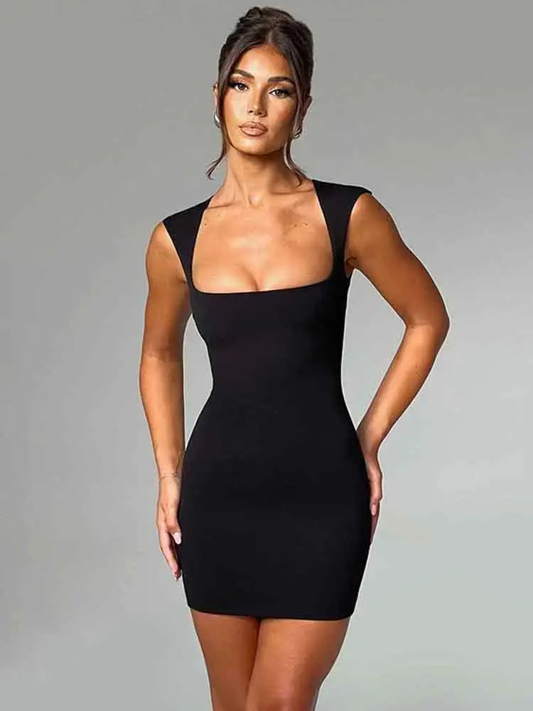 Basic Fitted Mini Dress with Shaping Fabric - Maddie