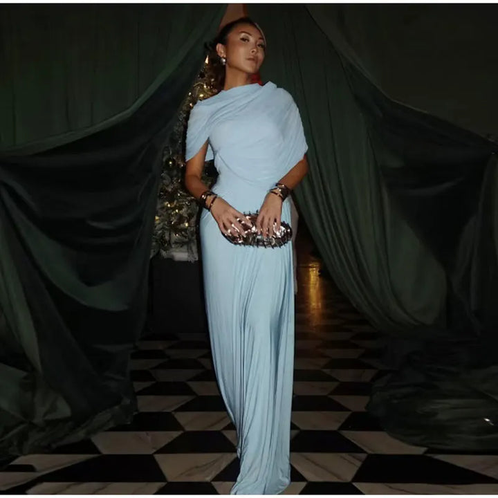 Luxurious Maxi Dress with Pleated Design - Amanda