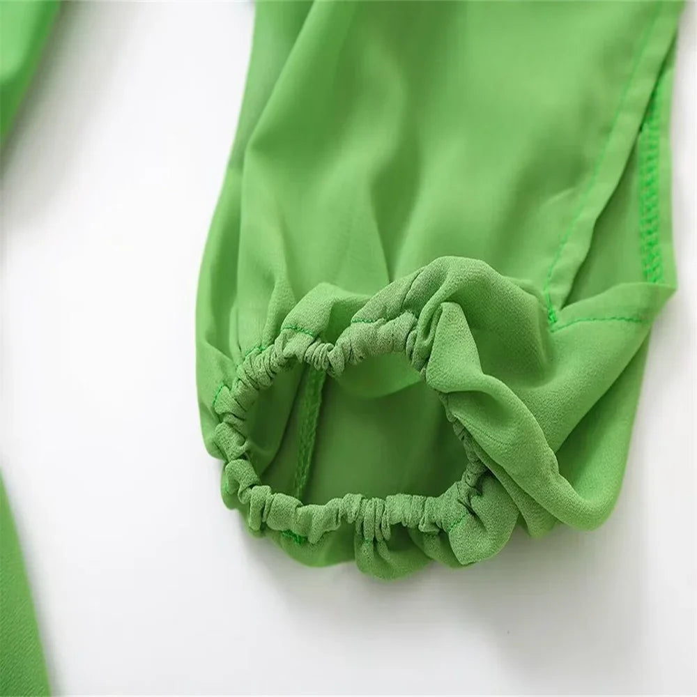 Mini Dress with Ruffle and Open Sleeves - Noya Lee