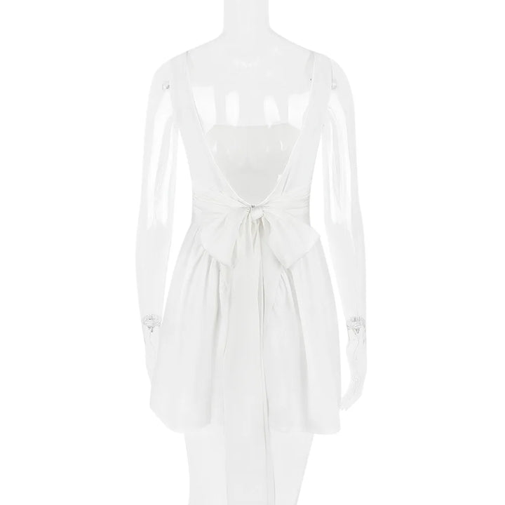 A-Line Mini Dress with Back Bow Tie - Linda