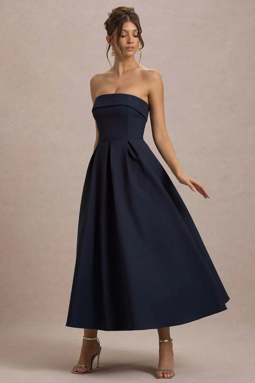 Elegant strapless midi dress - Sandra