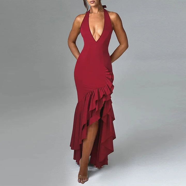 Maxi Dress with Ruffle and Open Back - Rosalina