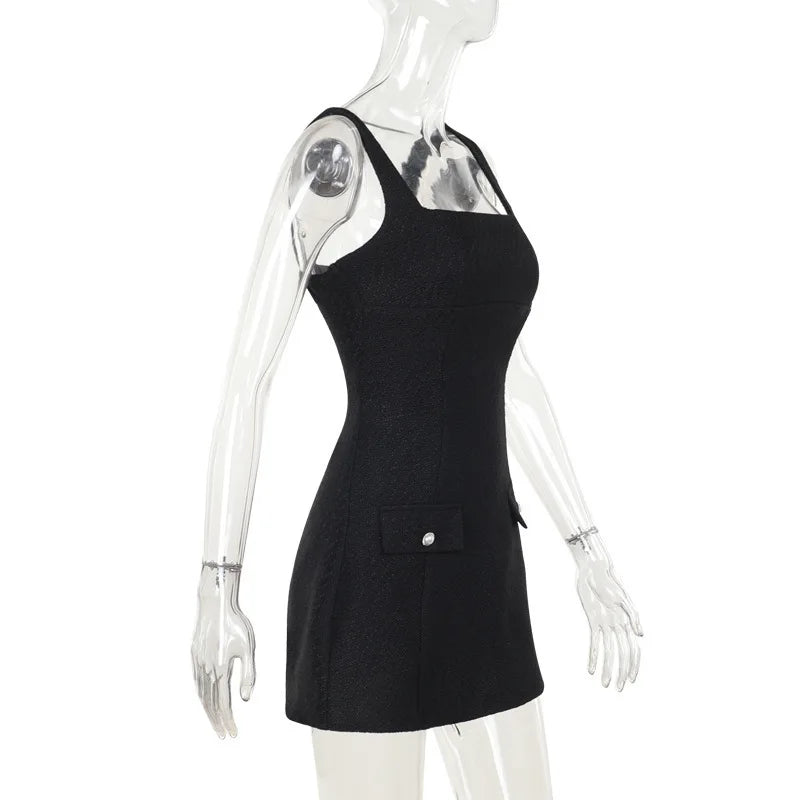 Woven mini dress in A-line cut with pocket decoration - Mili