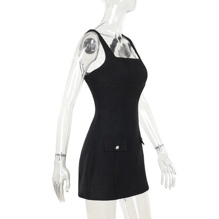 Woven mini dress in A-line cut with pocket decoration - Mili