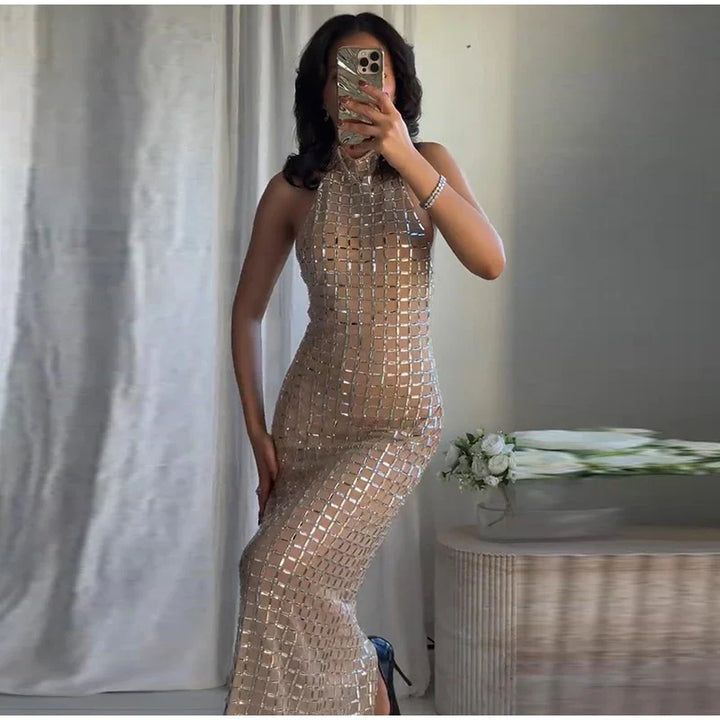 Strapless top / mini skirt / maxi dress / maxi dress with sparkling sequins design