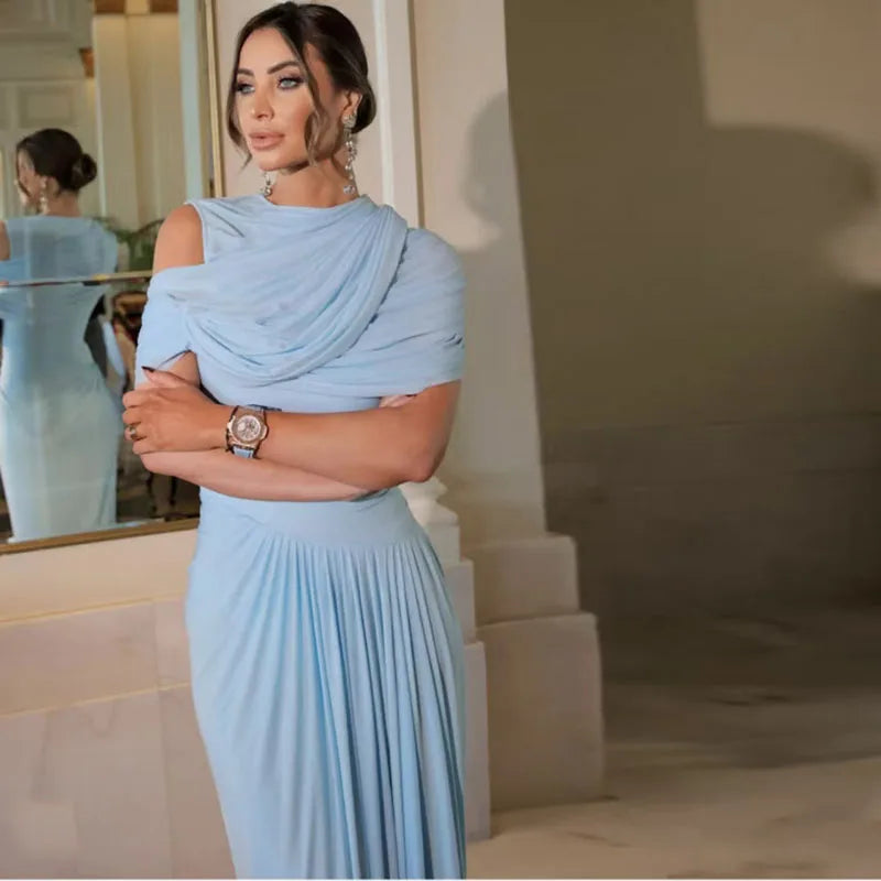 Luxurious Maxi Dress with Pleated Design - Amanda