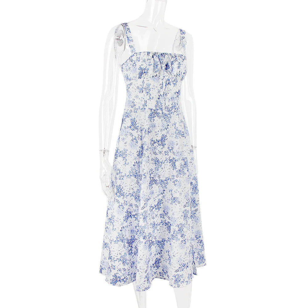 Summer Midi Dress with Rustic Design and Slit Decoration - Angelica