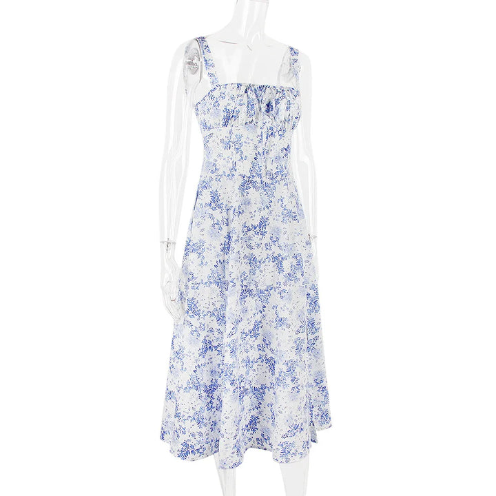 Summer Midi Dress with Rustic Design and Slit Decoration - Angelica