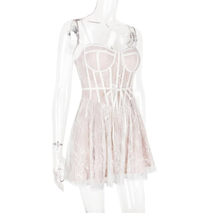 Mini Lace A-Line Dress with Corset Design - Milan