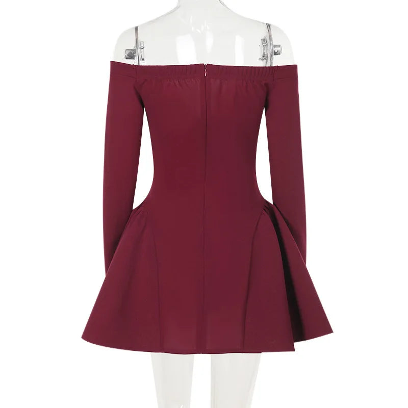 A-Line Mini Dress with Off-the-Shoulder Design - Bailey