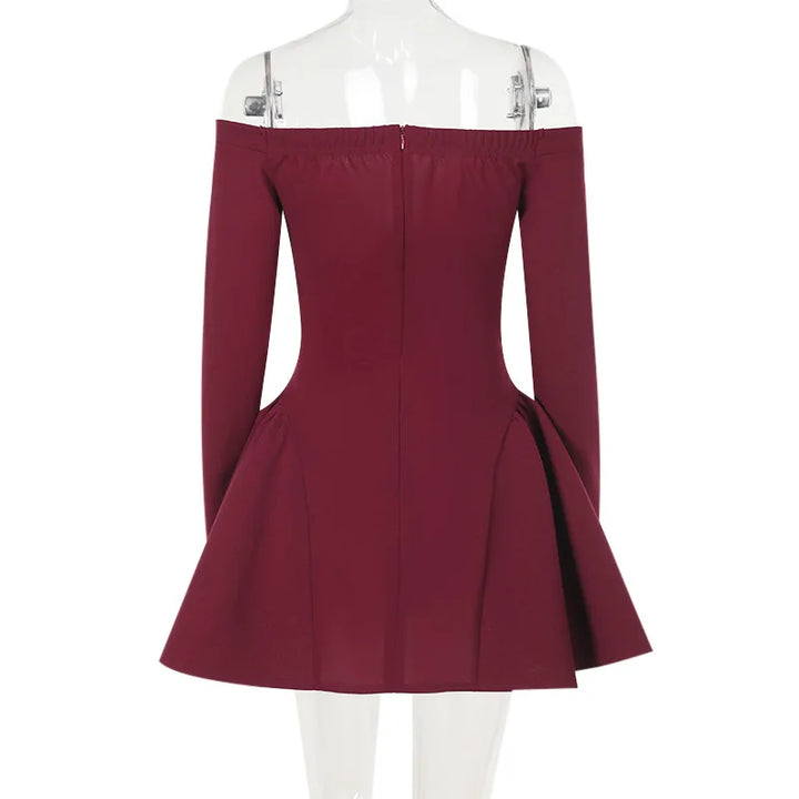 A-Line Mini Dress with Off-the-Shoulder Design - Bailey