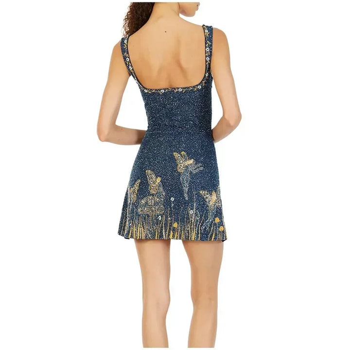 3D Print Sequin Mini Dress - Celine