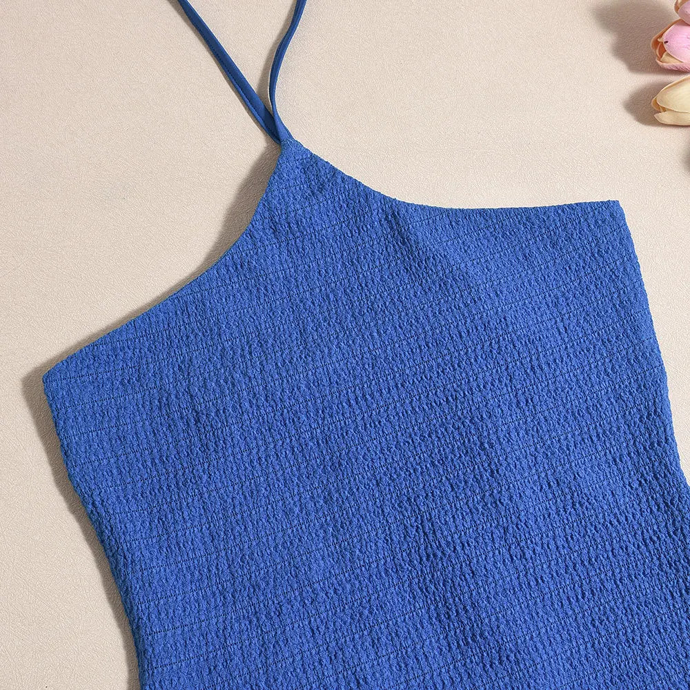 Knitted Maxi Dress with Collar, Ruching Fabric, Open Back - Miley