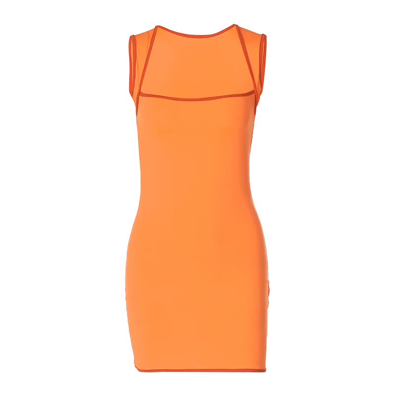 Fitted Mini Dress - Brick