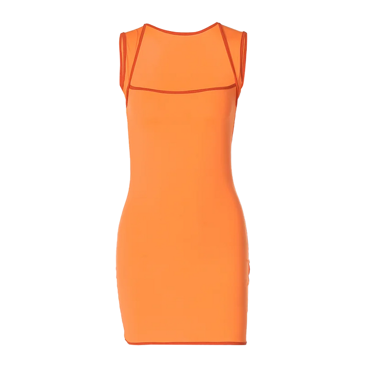 Fitted Mini Dress - Brick