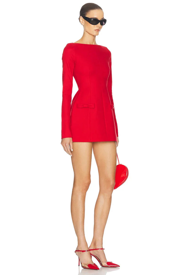 A-line mini dress with bow decoration - Alma