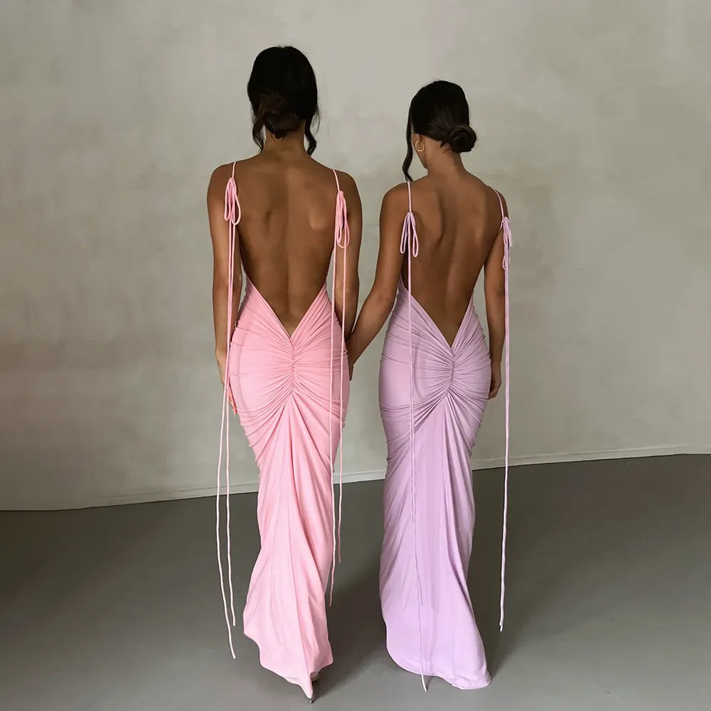 Maxi Evening Dress with Open Back - Hila