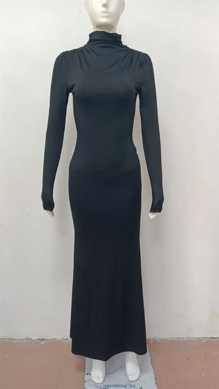 Maxi dress with open back and buckle decoration - TAHIL