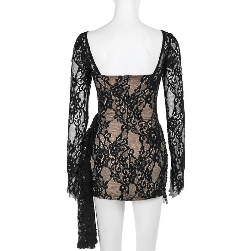 Lace mini dress with corset design - Ella Lee
