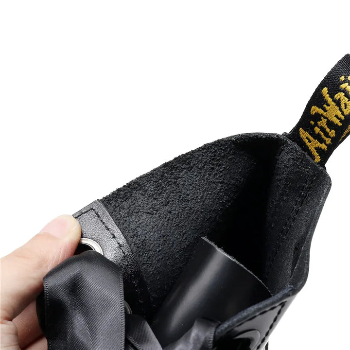 Leather boots with satin laces - Winnie