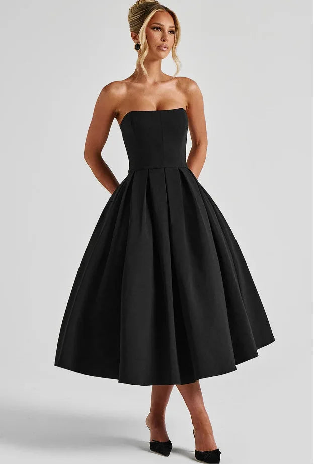 Strapless midi dress in A-line cut - Arya