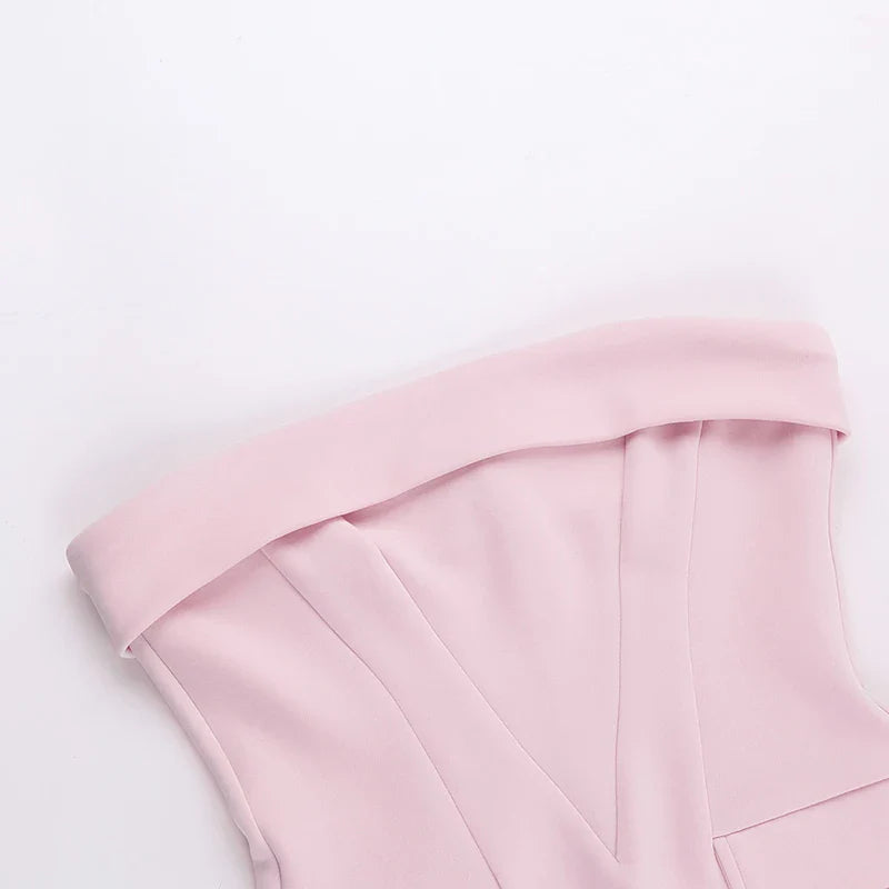 Strapless Mini Dress with Faux Pocket Detail - Leni
