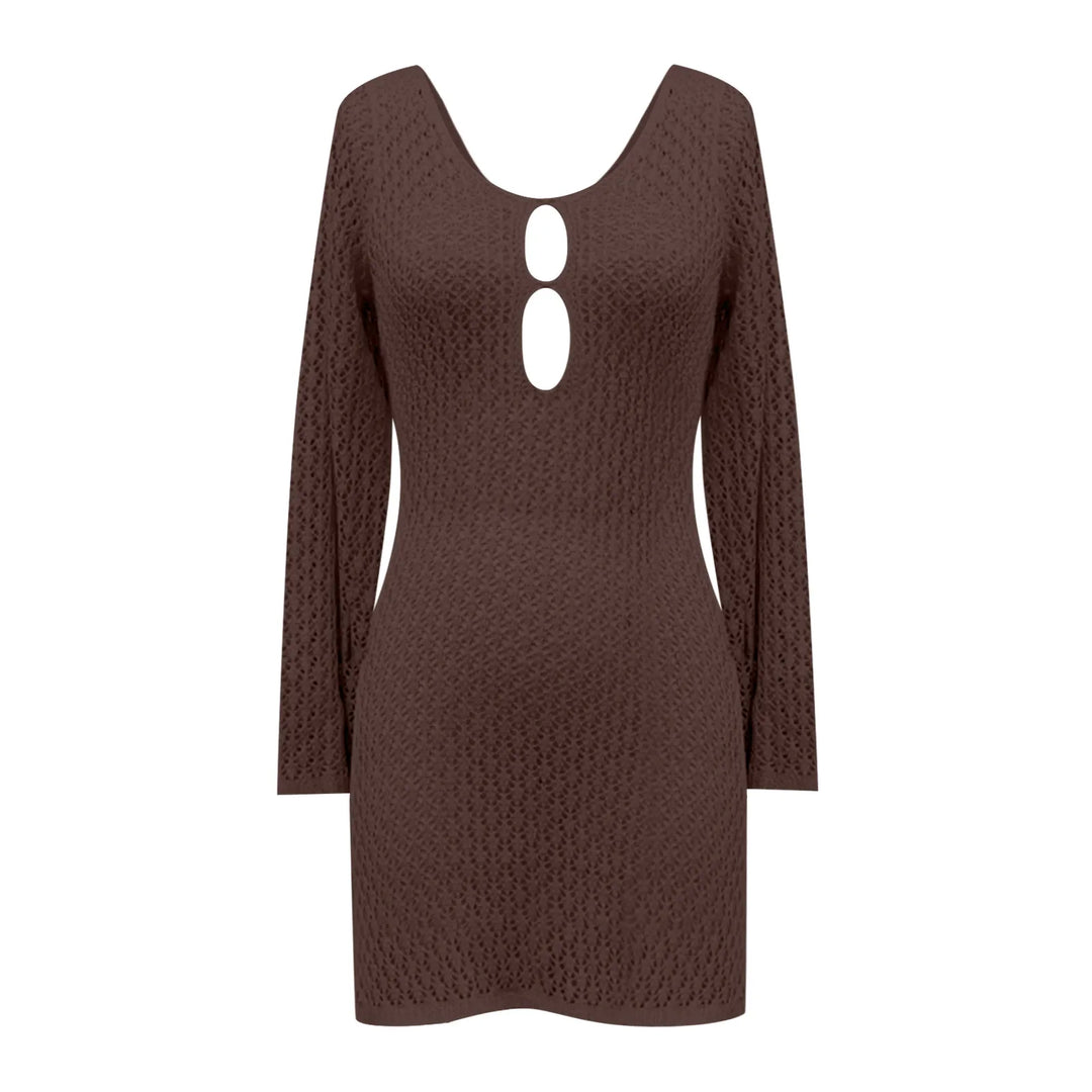 Knitted Mini Beach Dress with Open Back - Keira