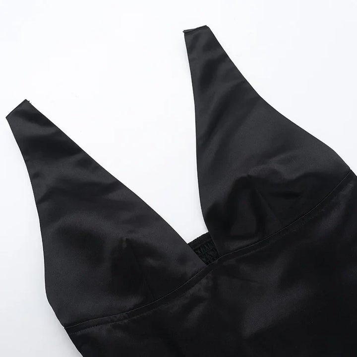 Fitted satin mini dress with waist detail in A-line shape - Dulce
