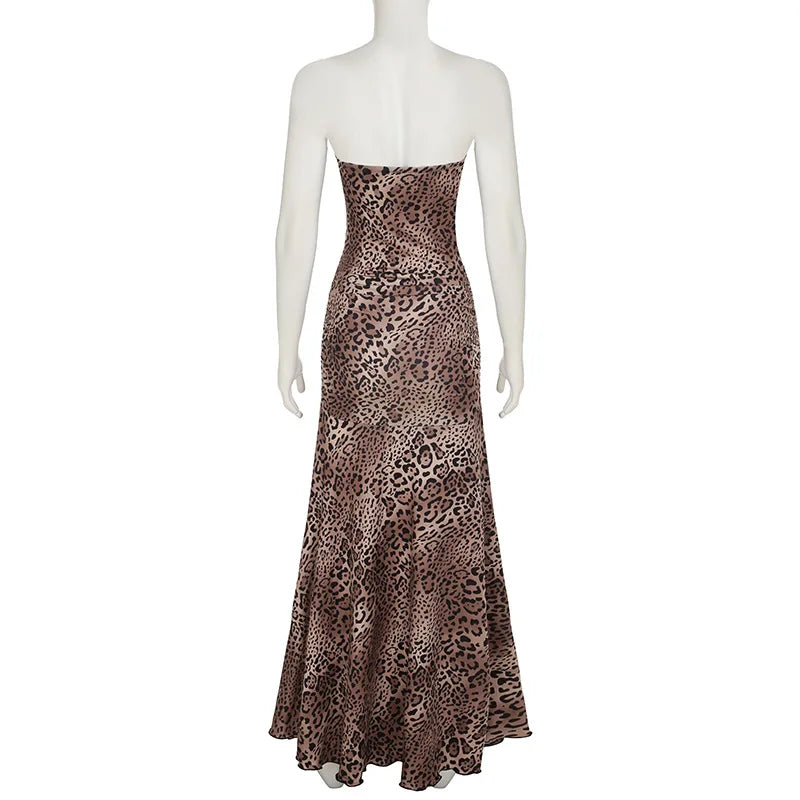 Strapless leopard print maxi dress - Frida