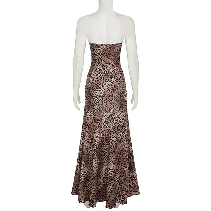 Strapless leopard print maxi dress - Frida