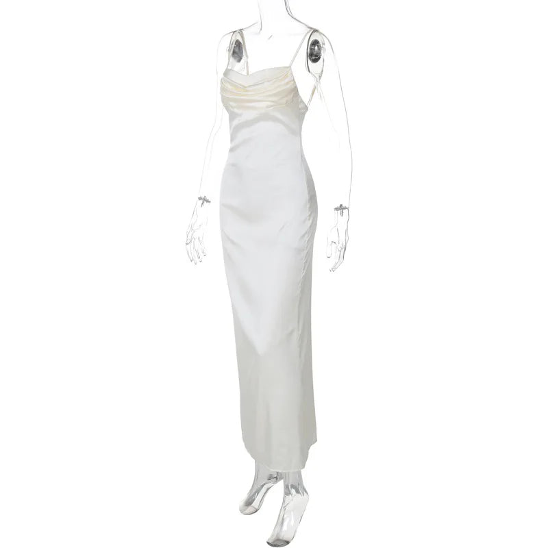 Elegant Satin Maxi Evening Dress - Karin