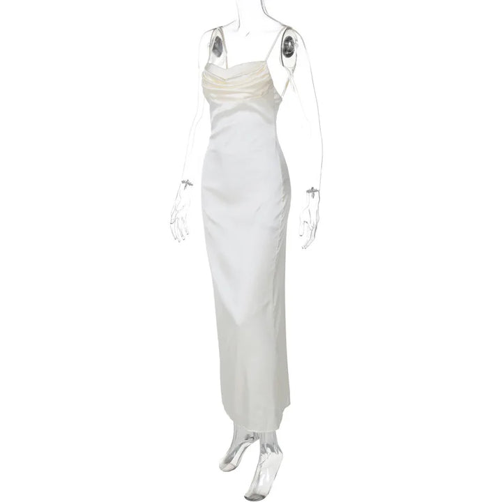 Elegant Satin Maxi Evening Dress - Karin