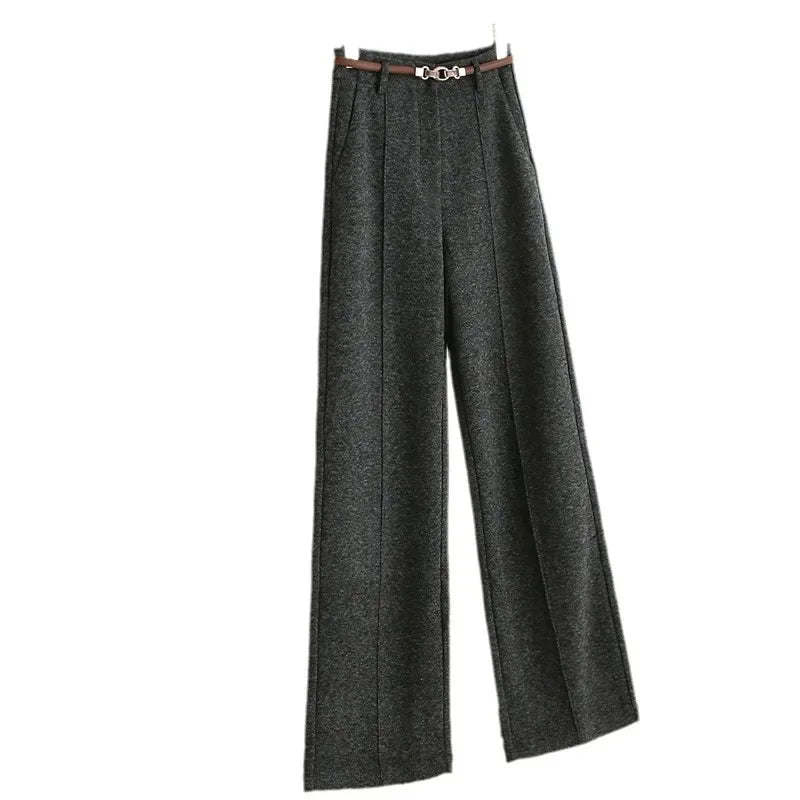 Tailored Wool Pants with Elegant Belt Detail